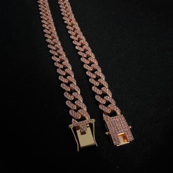 Rose Gold Miami Cuban Link Necklace 24in 12.6mm~NEW - Picture 15 of 16